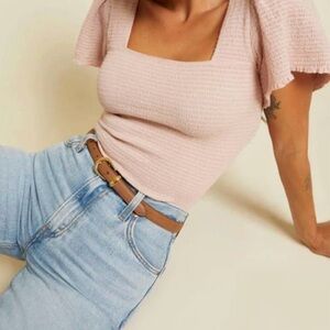 Revolve Nation Ltd Los Angeles Scarlett Smocked Flutter Sleeve Top